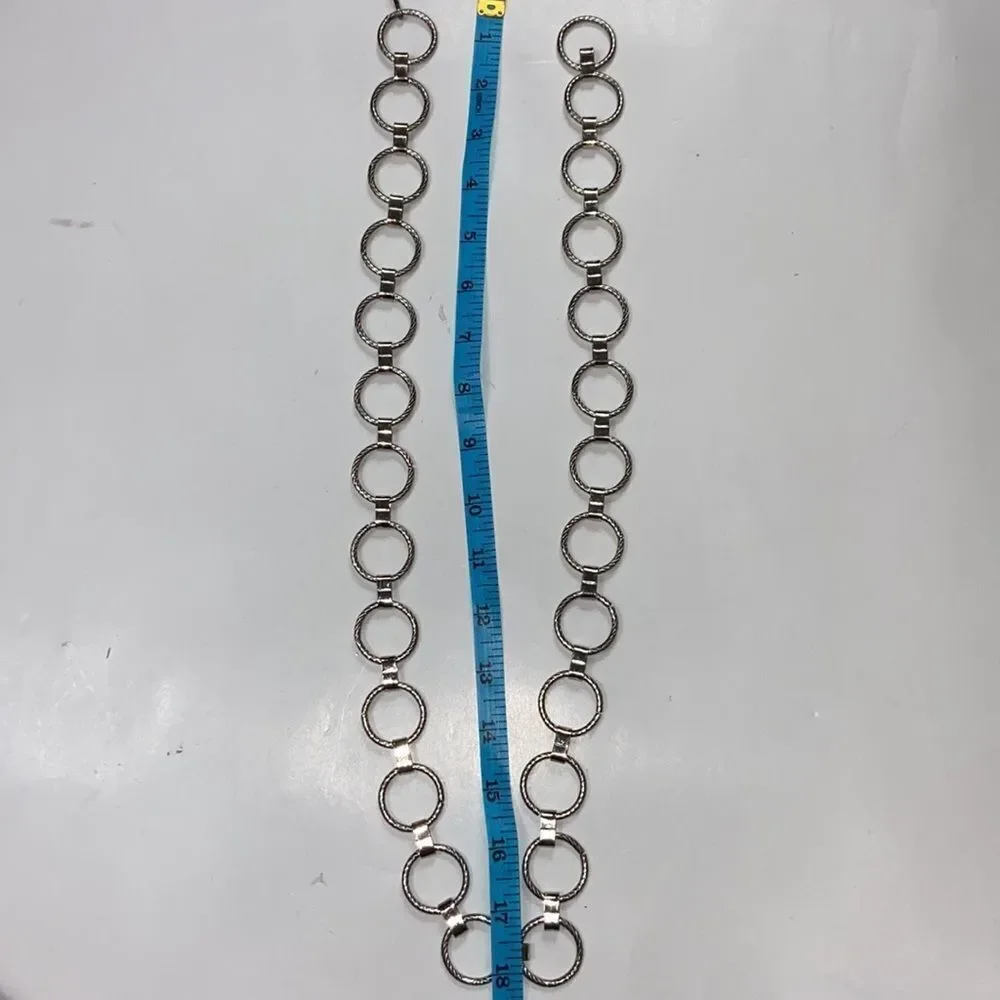 Vintage Woman Belt Ajustable Tone Silver Metal